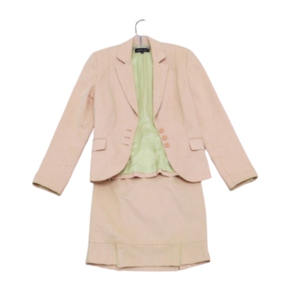ISABEL+ NINA: two piece peach pinstripe
